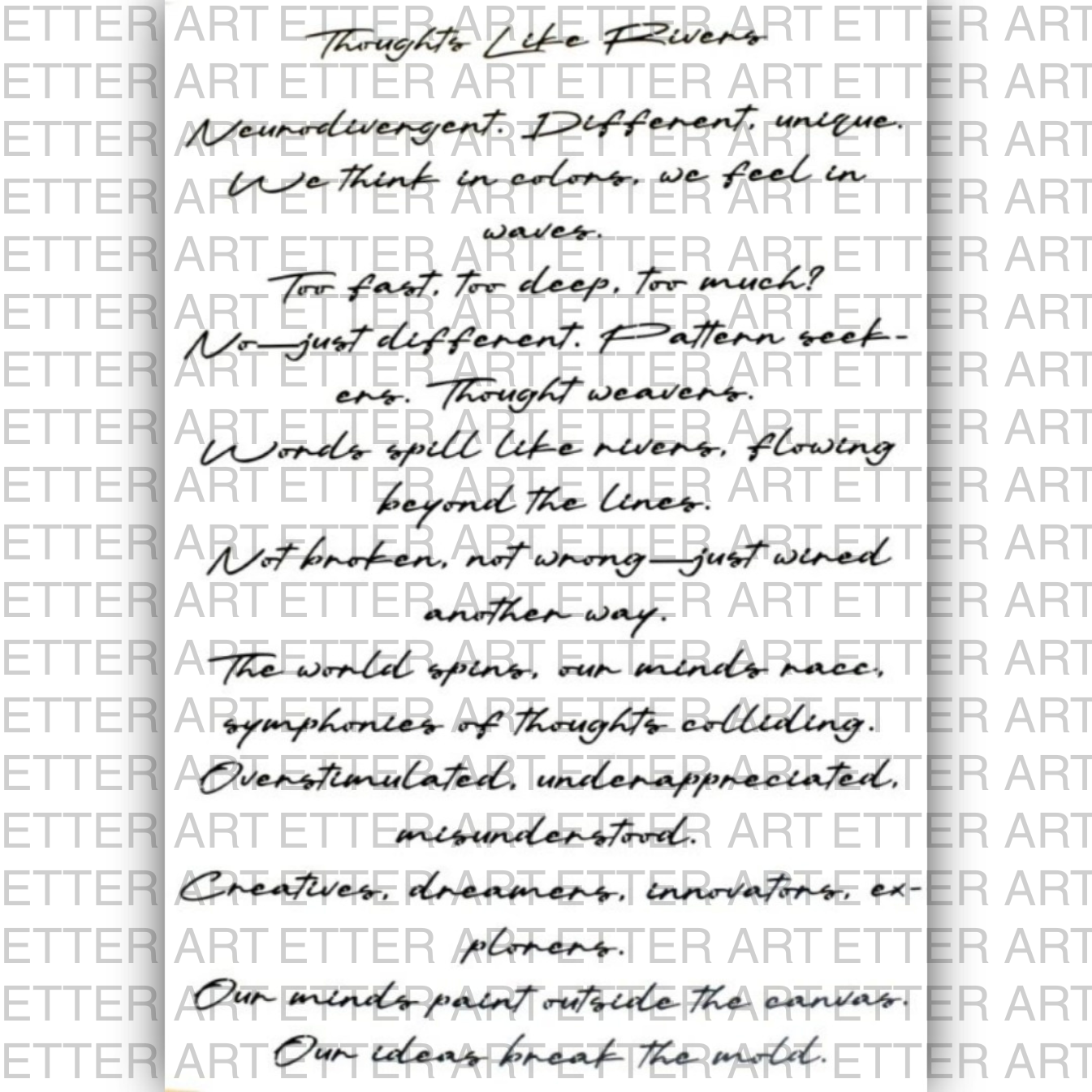 TYPOPOEM - THOUGHTS LIKE RIVERS (EN) - 29,7 x 42,0 cm