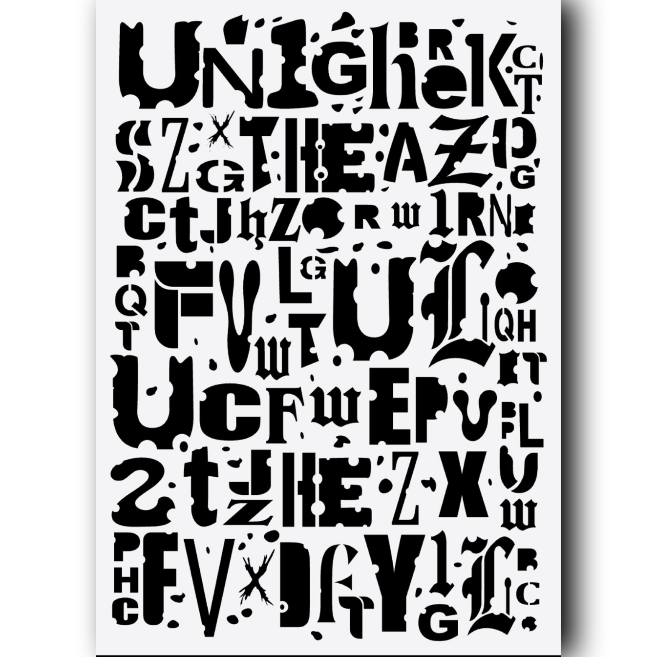 Etter Art Stencil A2 (42cm × 59,4cm) in different designs ABSTRACT TYPOGRAPHY