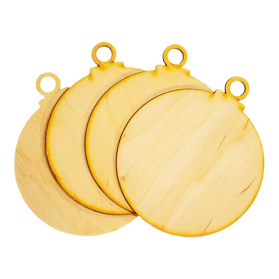 Wooden Coasters Set of 4 Christmas Balls